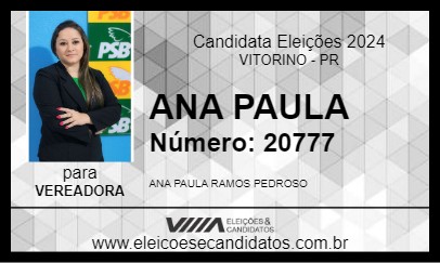 Candidato ANA PAULA 2024 - VITORINO - Eleições