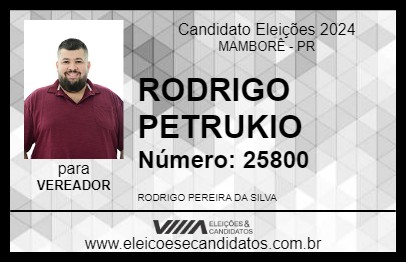 Candidato RODRIGO PETRUKIO 2024 - MAMBORÊ - Eleições