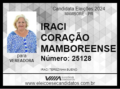 Candidato IRACI CORAÇÃO MAMBOREENSE 2024 - MAMBORÊ - Eleições