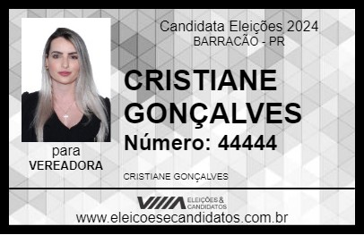 Candidato CRISTIANE GONÇALVES 2024 - BARRACÃO - Eleições