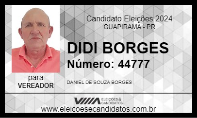 Candidato DIDI BORGES 2024 - GUAPIRAMA - Eleições