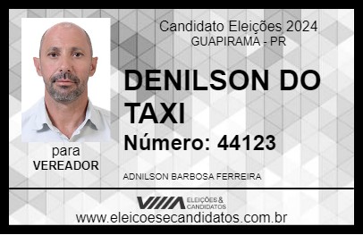 Candidato DENILSON DO TAXI 2024 - GUAPIRAMA - Eleições