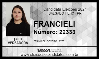 Candidato FRANCIELI 2024 - SALGADO FILHO - Eleições