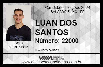 Candidato LUAN DOS SANTOS 2024 - SALGADO FILHO - Eleições