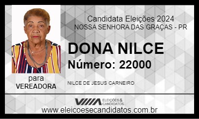 Candidato DONA NILCE 2024 - NOSSA SENHORA DAS GRAÇAS - Eleições