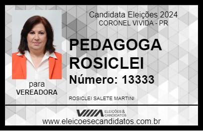 Candidato PEDAGOGA  ROSICLEI 2024 - CORONEL VIVIDA - Eleições