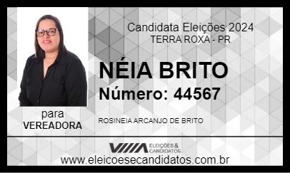 Candidato NÉIA BRITO 2024 - TERRA ROXA - Eleições