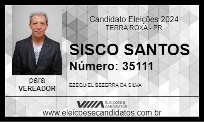 Candidato SISCO SANTOS 2024 - TERRA ROXA - Eleições