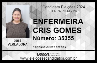 Candidato ENFERMEIRA CRIS GOMES 2024 - TERRA ROXA - Eleições