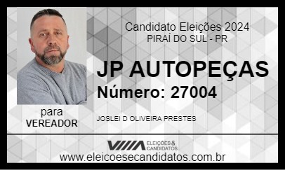 Candidato JOSLEI JP 2024 - PIRAÍ DO SUL - Eleições