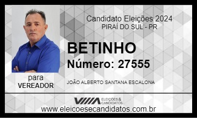 Candidato BETINHO 2024 - PIRAÍ DO SUL - Eleições