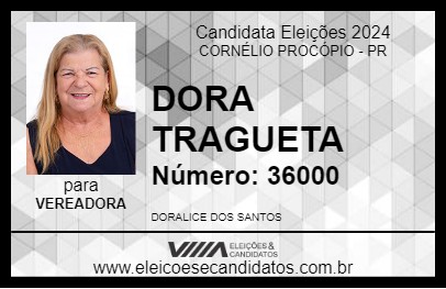 Candidato DORA TRAGUETA 2024 - CORNÉLIO PROCÓPIO - Eleições