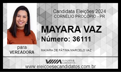 Candidato MAYARA VAZ 2024 - CORNÉLIO PROCÓPIO - Eleições