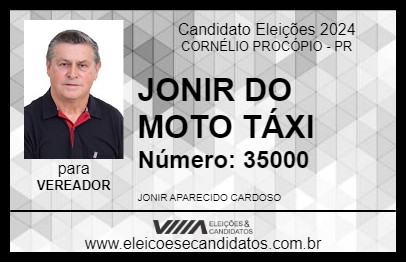 Candidato JONIR DO MOTO TÁXI 2024 - CORNÉLIO PROCÓPIO - Eleições