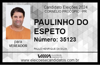 Candidato PAULINHO DO ESPETO 2024 - CORNÉLIO PROCÓPIO - Eleições