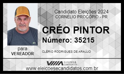 Candidato CRÉO PINTOR 2024 - CORNÉLIO PROCÓPIO - Eleições