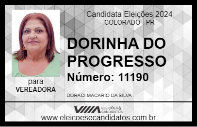 Candidato DORINHA DO PROGRESSO 2024 - COLORADO - Eleições