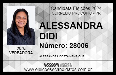 Candidato ALESSANDRA DIDI 2024 - CORNÉLIO PROCÓPIO - Eleições