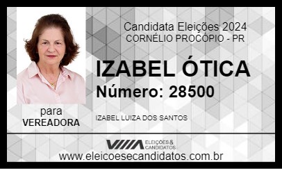 Candidato IZABEL ÓTICA 2024 - CORNÉLIO PROCÓPIO - Eleições