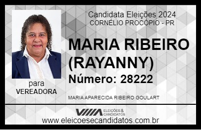 Candidato MARIA RIBEIRO (RAYANNY) 2024 - CORNÉLIO PROCÓPIO - Eleições