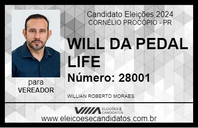 Candidato WILL DA PEDAL LIFE 2024 - CORNÉLIO PROCÓPIO - Eleições