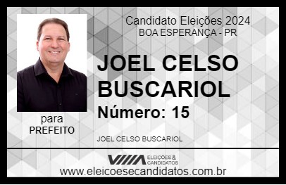 Candidato JOEL CELSO BUSCARIOL 2024 - BOA ESPERANÇA - Eleições