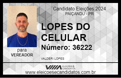 Candidato LOPES DO CELULAR 2024 - PAIÇANDU - Eleições