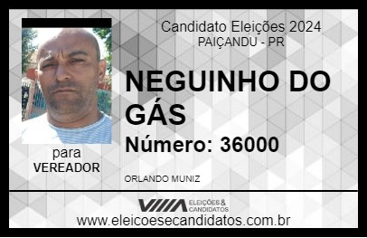 Candidato NEGUINHO DO GÁS 2024 - PAIÇANDU - Eleições