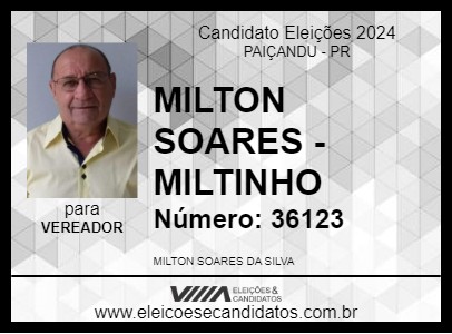 Candidato MILTON SOARES - MILTINHO 2024 - PAIÇANDU - Eleições