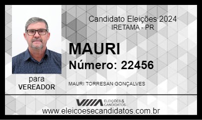 Candidato MAURI 2024 - IRETAMA - Eleições