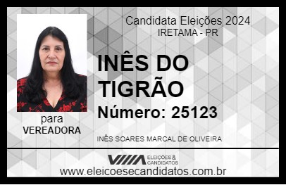 Candidato INÊS DO TIGRÃO 2024 - IRETAMA - Eleições