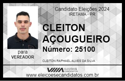 Candidato CLEITON AÇOUGUEIRO 2024 - IRETAMA - Eleições