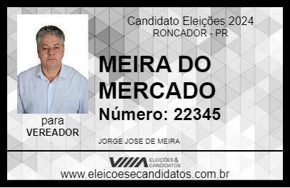 Candidato MEIRA DO MERCADO 2024 - RONCADOR - Eleições