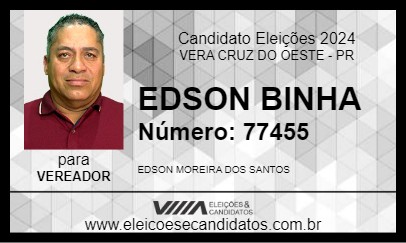 Candidato EDSON  BINHA 2024 - VERA CRUZ DO OESTE - Eleições