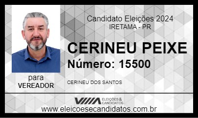 Candidato CERINEU PEIXE 2024 - IRETAMA - Eleições