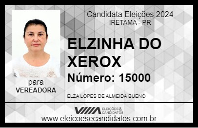 Candidato ELZINHA DO XEROX 2024 - IRETAMA - Eleições