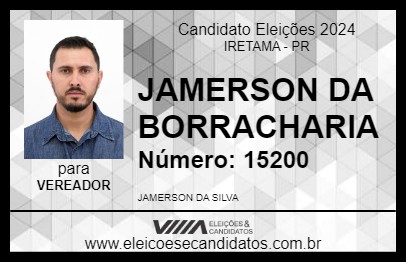 Candidato JAMERSON DA BORRACHARIA 2024 - IRETAMA - Eleições