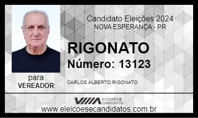 Candidato RIGONATO 2024 - NOVA ESPERANÇA - Eleições