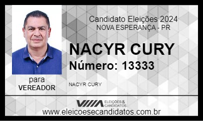 Candidato NACYR CURY 2024 - NOVA ESPERANÇA - Eleições