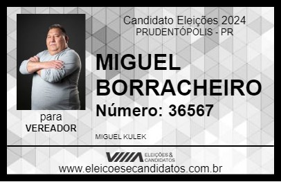 Candidato MIGUEL BORRACHEIRO 2024 - PRUDENTÓPOLIS - Eleições