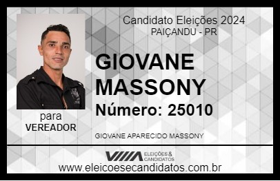 Candidato GIOVANE MASSONY 2024 - PAIÇANDU - Eleições