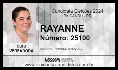 Candidato RAYANNE 2024 - PAIÇANDU - Eleições