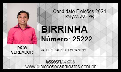 Candidato BIRRINHA 2024 - PAIÇANDU - Eleições