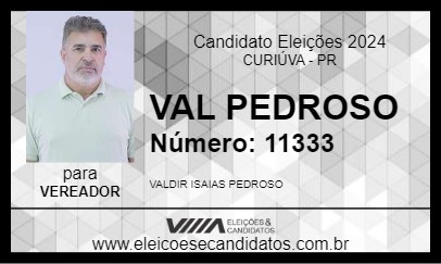 Candidato VAL PEDROSO 2024 - CURIÚVA - Eleições