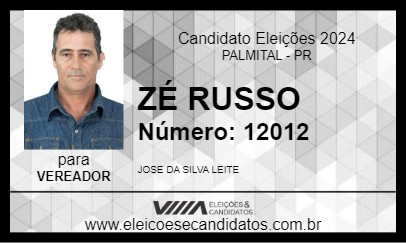 Candidato ZÉ RUSSO 2024 - PALMITAL - Eleições