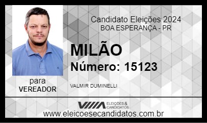 Candidato MILÃO 2024 - BOA ESPERANÇA - Eleições