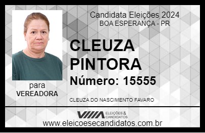 Candidato CLEUZA PINTORA 2024 - BOA ESPERANÇA - Eleições