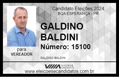 Candidato GALDINO BALDINI 2024 - BOA ESPERANÇA - Eleições