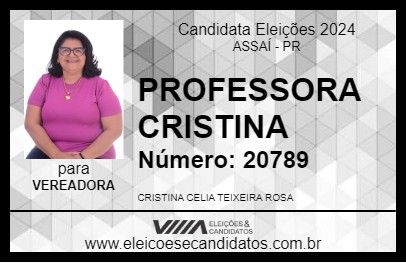 Candidato PROFESSORA CRISTINA 2024 - ASSAÍ - Eleições