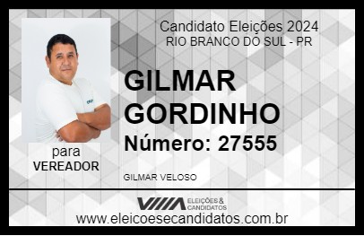 Candidato GILMAR GORDINHO 2024 - RIO BRANCO DO SUL - Eleições